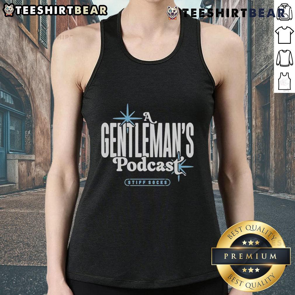 Top Stiff Socks Podcast tank top featuring a stylish design for gentlemen, perfect for fans of the podcast.