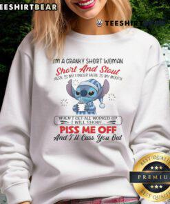 Top Stitch sweatshirt featuring a cranky short woman with playful text, perfect for casual and fun outfits.