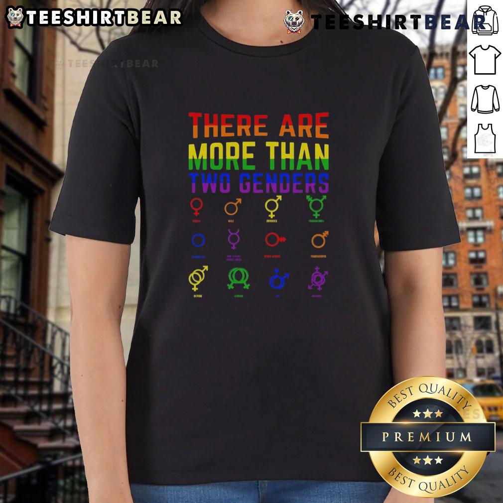 Top 'There Are More Than 2 Genders' Ladies Tee showcasing a stylish design promoting gender diversity and inclusivity.
