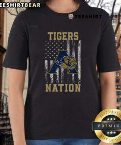 Top Tigers Nation American Flag sports ladies tee showcasing school spirit and pride in vibrant colors.