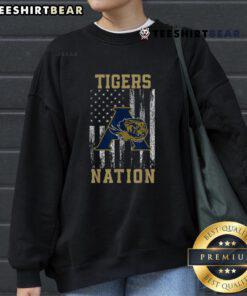 Top Tigers Nation sweatshirt featuring American flag design, perfect for school spirit and sports pride.