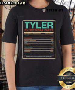 Funny personalized name ladies tee showcasing top Tyler nutrition facts design, perfect for casual wear.