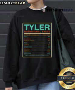 Funny personalized 'Top Tyler Nutrition Facts' sweatshirt showcasing unique design and vibrant colors for casual wear.