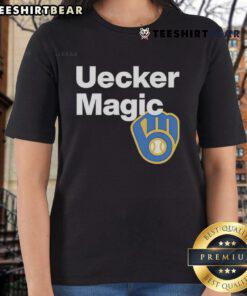 Alt Text: Top Uecker Magic Bob Uecker Ladies Tee featuring a stylish design perfect for fans of the legendary baseball announcer.