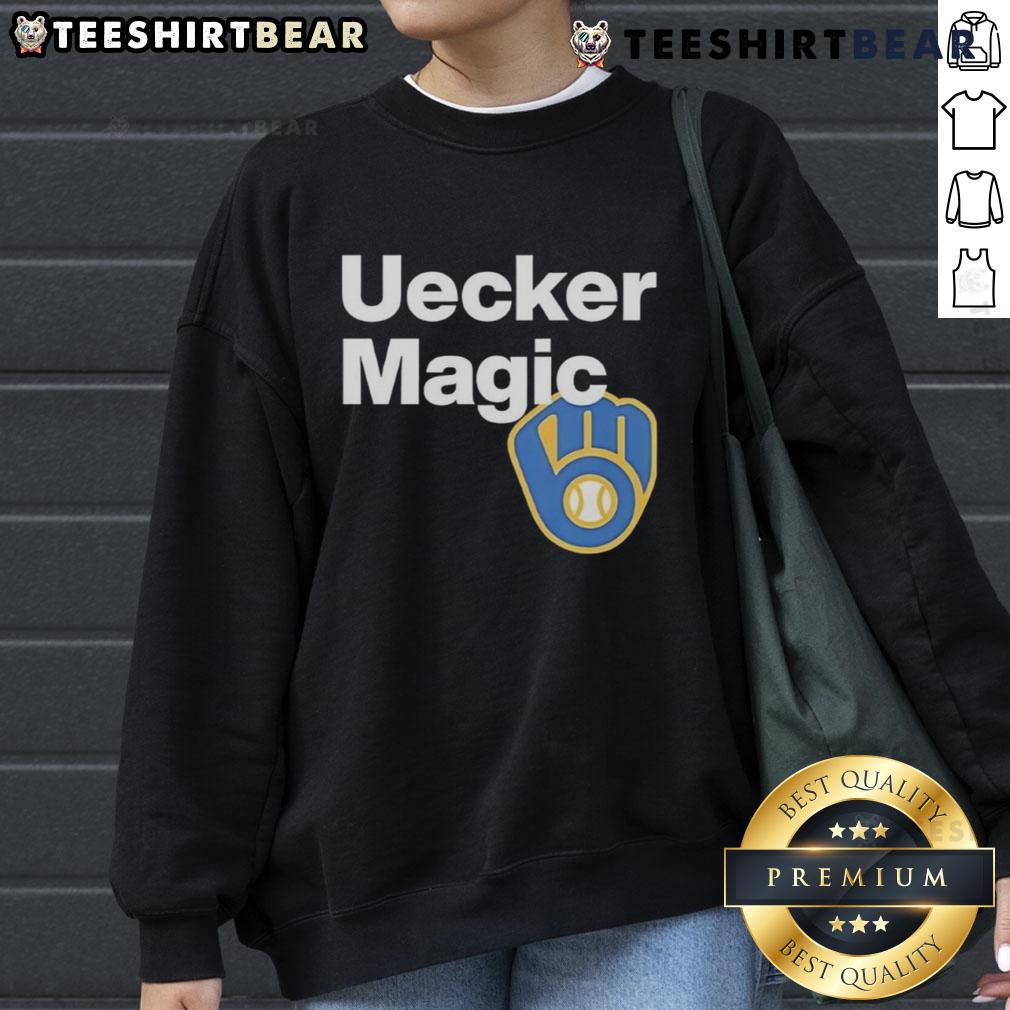 Cozy Top Uecker Magic Bob Uecker sweatshirt featuring vibrant graphics and a comfortable fit, perfect for fans.