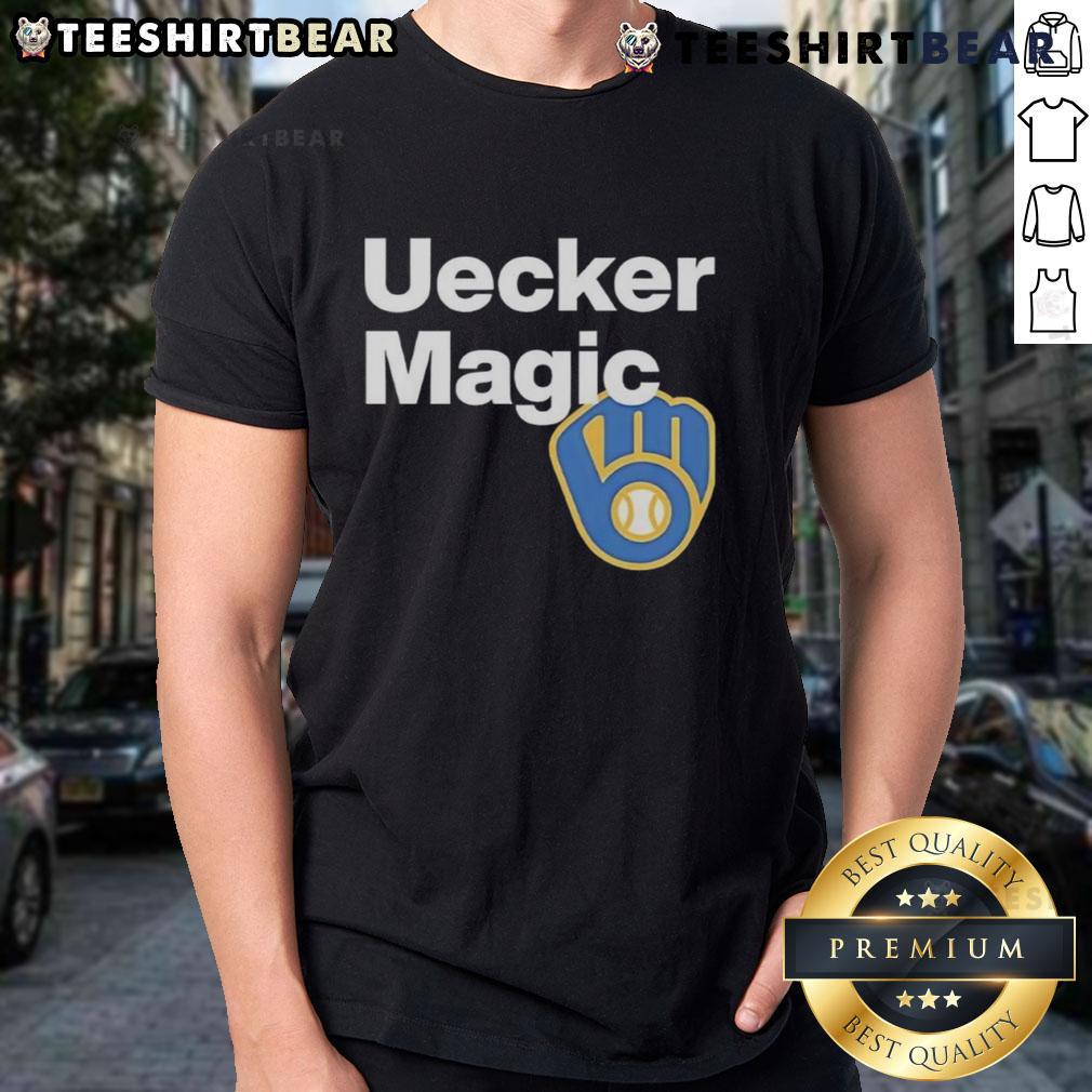 Top Uecker Magic Bob Uecker T-Shirt featuring a vibrant design celebrating the iconic baseball announcer.