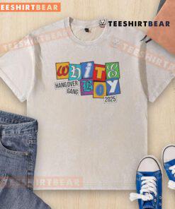 Top WBS Hang Over Gang Shirt in white with colorful letters, perfect for casual wear in 2025 - stylish washed t-shirt.