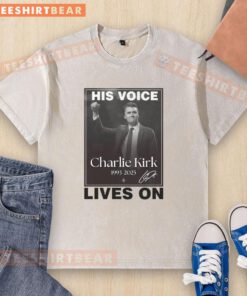 Awesome Charlie Kirk His Voice Lives On memorial washed t-shirt featuring a stylish design and vibrant colors.