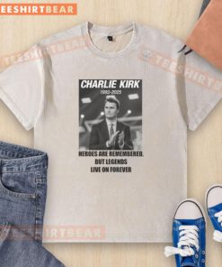 Tribute memorial t-shirt featuring 'Rest In Peace' design for Charlie Kirk, celebrating MAGA spirit and legacy.