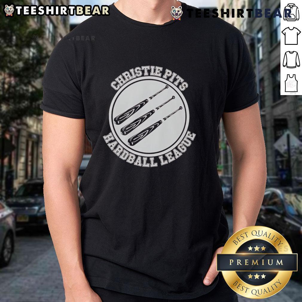 Awesome Christie Pits Hardball League T-Shirt featuring a vibrant design and logo for baseball enthusiasts.