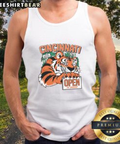 Stylish orange tank top featuring 'Awesome Cincinnati Open 2025' design, perfect for tennis fans and summer wear.
