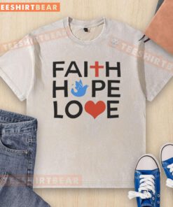 Awesome Faith Hope Love Washed T-Shirt in soft fabric, featuring a vibrant graphic design for casual wear.
