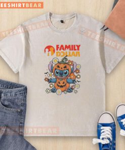 Awesome Family Dollar Stitch Pumpkin Costume Halloween washed t-shirt featuring a vibrant Stitch design for festive fun.