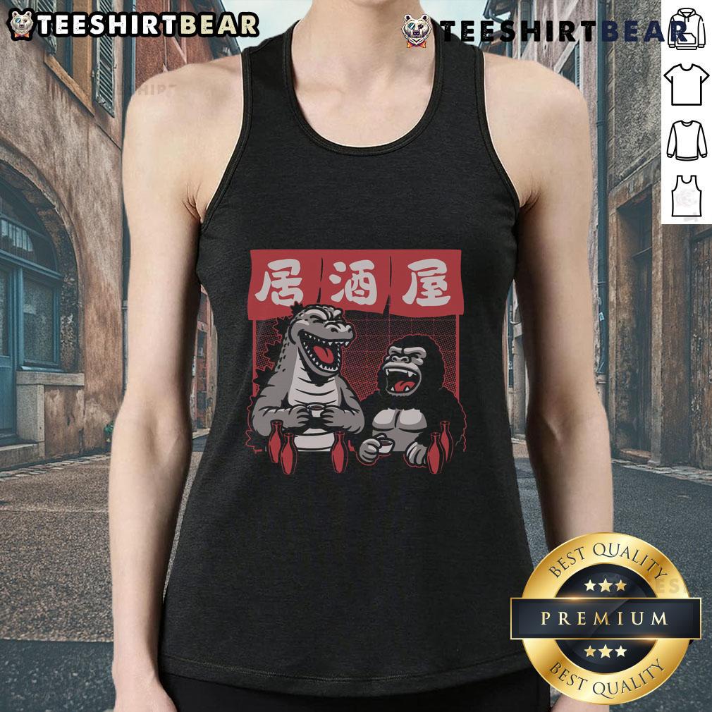 Awesome Giant Movie Monsters tank top featuring Bar Kong and Godzilla graphic design, perfect for fans of iconic films.