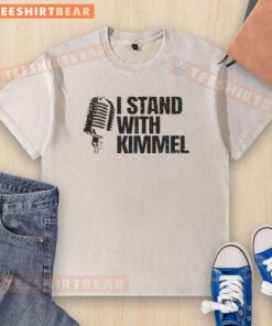 Awesome I Stand With Jimmy Kimmel Free Speech washed t-shirt featuring bold graphic design promoting free speech.