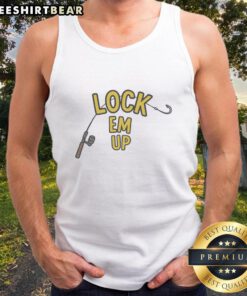Alt Text: Awesome Lock Em Up Fishing Rod Tank Top featuring a vibrant fishing graphic for outdoor enthusiasts.