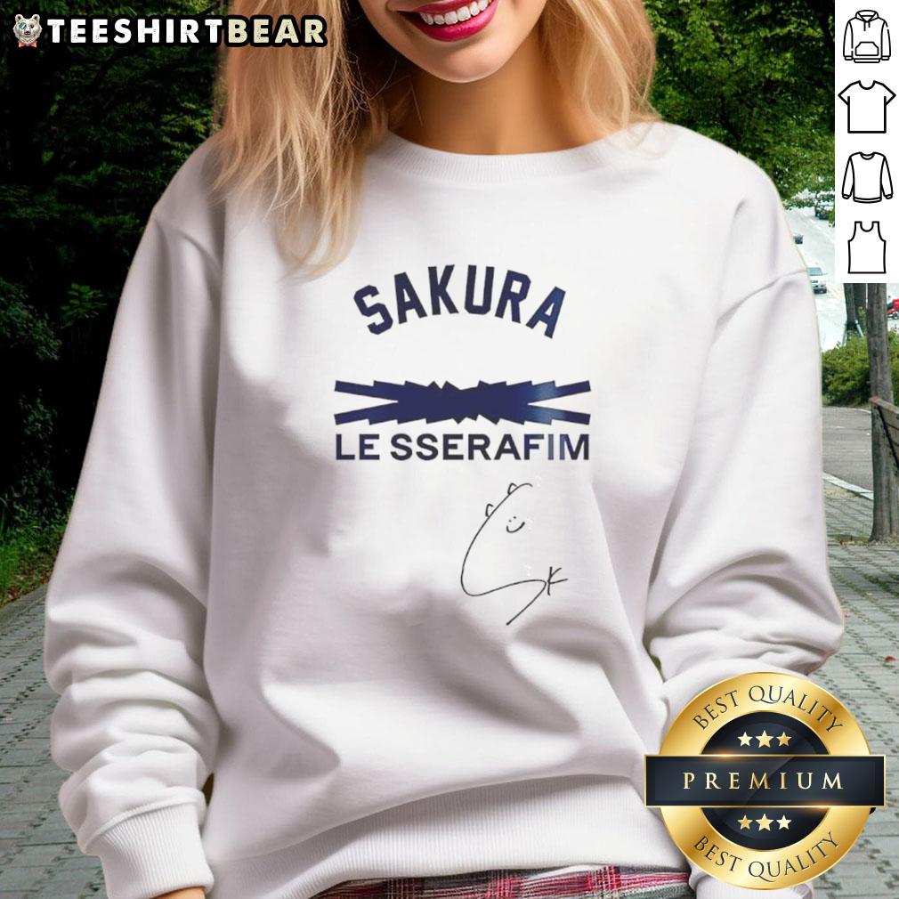 Awesome Los Angeles Dodgers Sakura Le Sserafim Signature Sweatshirt showcasing vibrant design and team spirit.