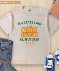 Awesome MN State Fair Corn Sweat Survivor 2025 washed t-shirt featuring vibrant graphics and a comfortable fit.