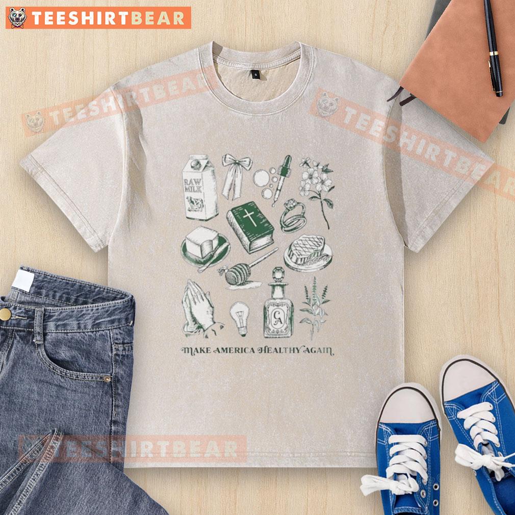 Awesome Make America Healthy Again washed t-shirt in soft cotton, promoting health and wellness with a stylish design.