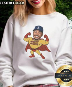 Awesome Mookie Betts Los Angeles Dodgers sweatshirt featuring Mighty Mookie design, perfect for Dodgers fans.