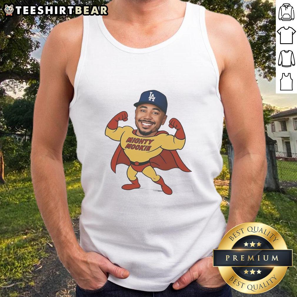 Alt Text: Mighty Mookie tank top featuring Mookie Betts of the Los Angeles Dodgers, perfect for fans and summer wear.