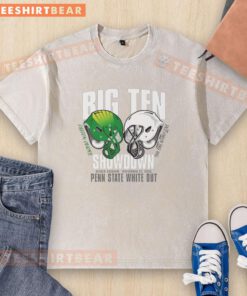 Alt Text: Awesome Penn State Nittany Lions dueling Oregon Ducks Big Ten 2025 White Out washed T-shirt design