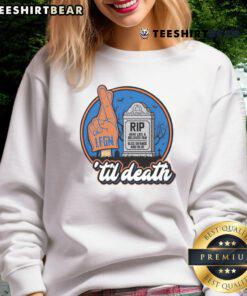 Alt Text: Awesome Rip Here Lies A Beloved Fan Bled Orange And Blue Til Death Sweatshirt for passionate sports fans.
