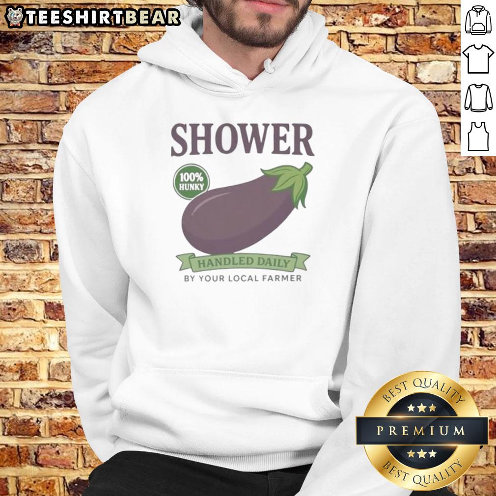 Awesome shower vintage eggplant handled hoodie by your local farmer, perfect for casual wear and farm-inspired style.