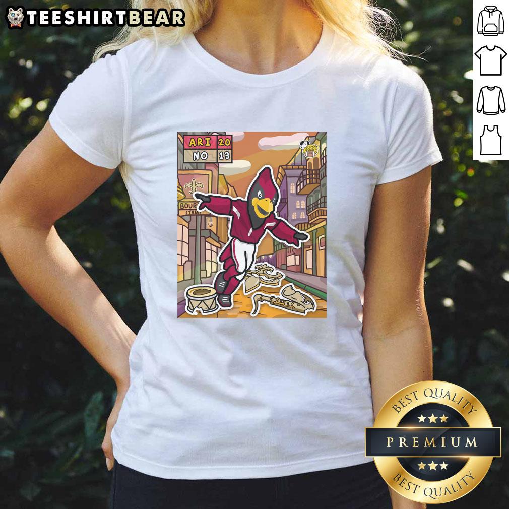 Arizona Cardinals ladies tee featuring vibrant design celebrating team spirit after defeating New Orleans Saints.