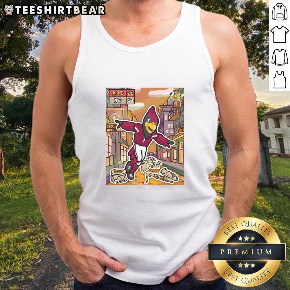 Arizona Cardinals tank top featuring 'Go Marching In For The W' design, perfect for fans of the New Orleans Saints rivalry.