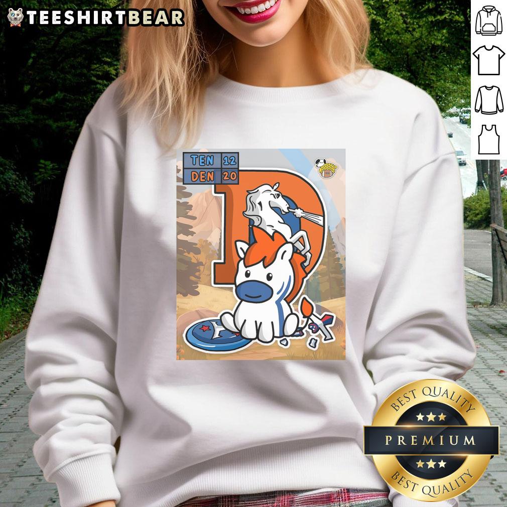 Alt Text: Denver Broncos sweatshirt featuring a W, celebrating opening day victory over Tennessee Titans.