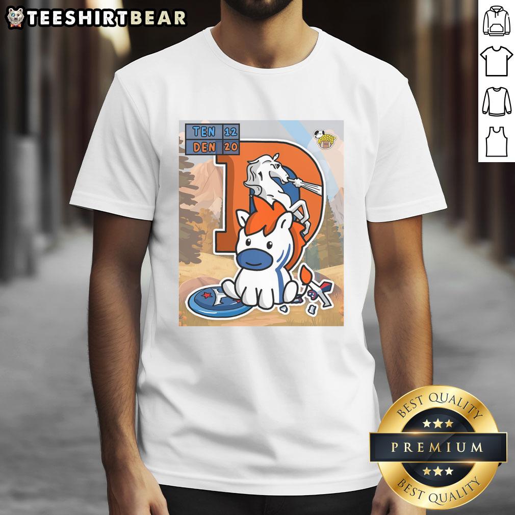 Denver Broncos T-Shirt celebrating opening day win over Tennessee Titans with a bold 'W' design.