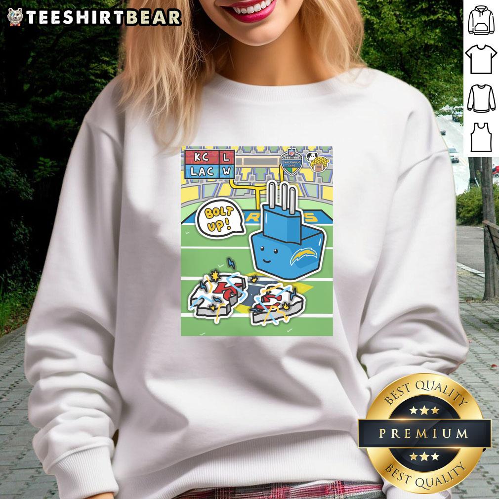 Awesome Los Angeles Chargers sweatshirt celebrating their victory over Kansas City Chiefs in Brazil.