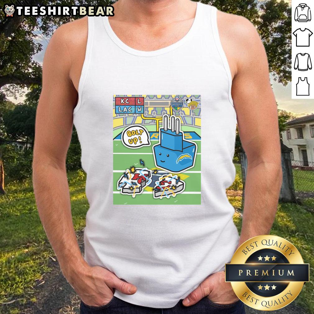 Los Angeles Chargers tank top showcasing team's power in Brazil after defeating Kansas City Chiefs.