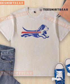 Alt Text: Cute Bassett Hound parody logo on a washed t-shirt, perfect for Buffalo Bills fans who love dogs and football.