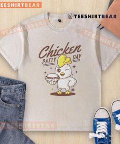 Cute Chicken Patty Day washed t-shirt featuring a playful chicken graphic, perfect for casual wear and chicken lovers.