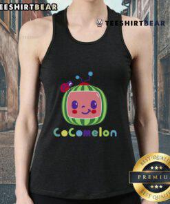 Cute Cocomelon cartoon watermelon character tank top for kids, featuring vibrant colors and playful design.