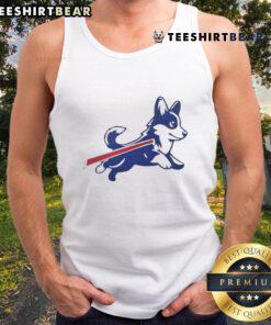 Alt Text: Cute Corgi Buffalo Bills football parody logo on a stylish tank top, perfect for dog lovers and sports fans.