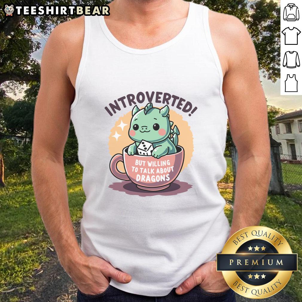 Alt Text: Cute introverted tank top featuring a whimsical dragon design, perfect for dragon lovers who enjoy casual conversations.