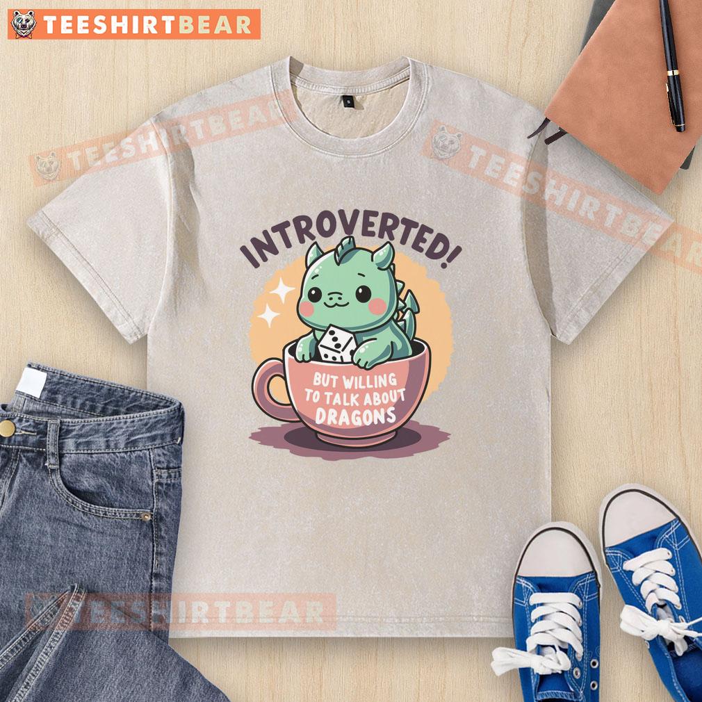 Alt Text: Cute introverted person in a washed t-shirt, eager to talk about dragons, showcasing a fun and quirky style.