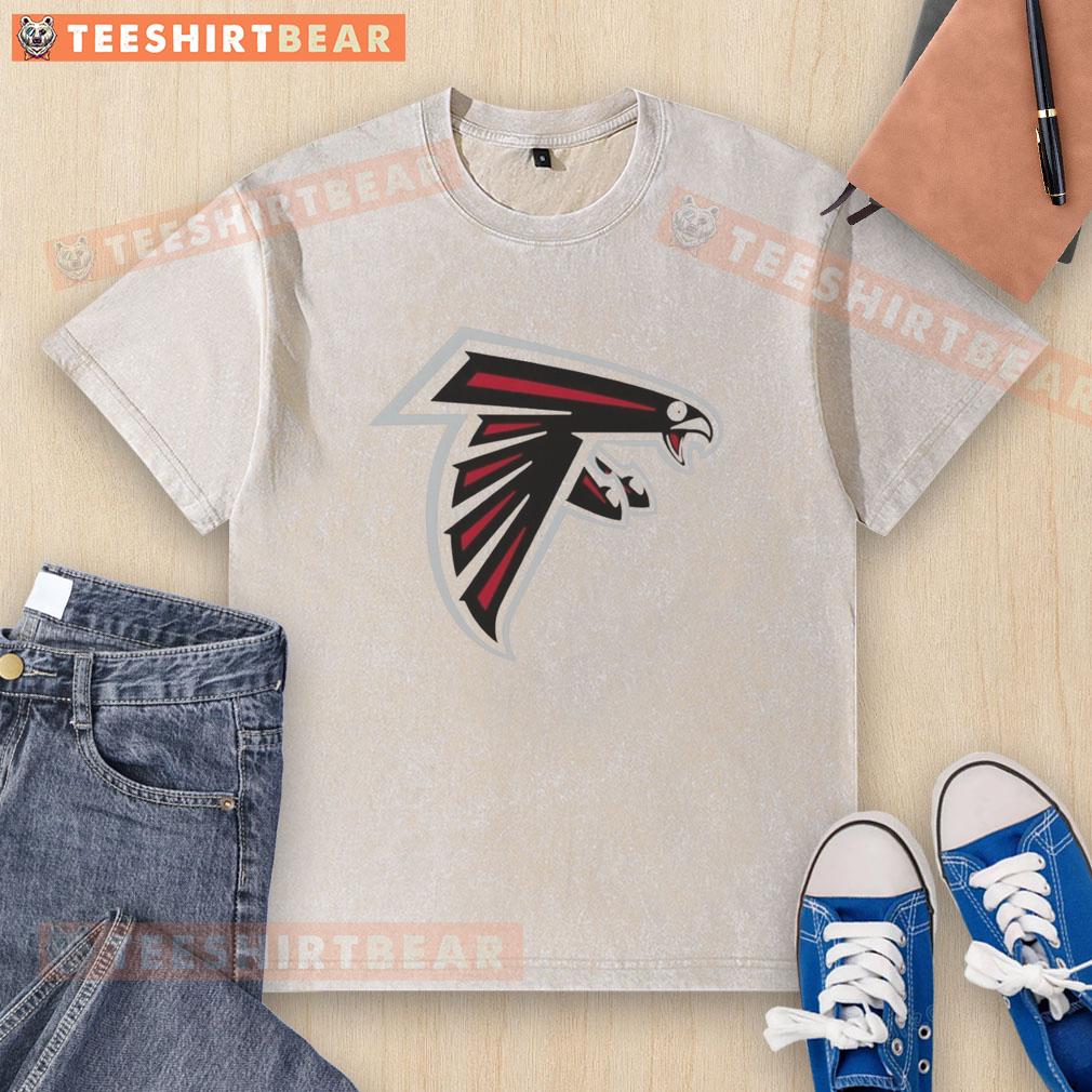 Funny Atlanta Falcons logo on a washed t-shirt, perfect for fans seeking a unique and stylish game day look.