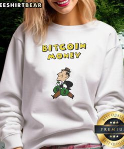 Funny Bitcoin money office vintage sweatshirt featuring a playful graphic design for crypto enthusiasts.