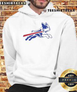 Funny Boston Terrier Buffalo Bills football parody logo hoodie featuring a playful dog design for sports fans.
