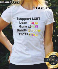 Funny I Support LGBT Lean Guns Bands Ladies Tee featuring vibrant graphics promoting inclusivity and humor.