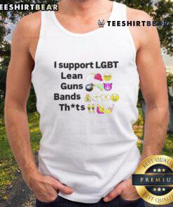 Funny 'I Support LGBT Lean Guns' tank top design showcasing vibrant colors and humorous text for pride and gun rights enthusiasts.
