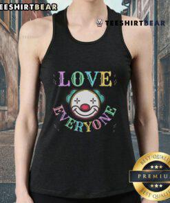 Funny love everyone clown face tank top in pastel rainbow colors, perfect for spreading positive vibes.