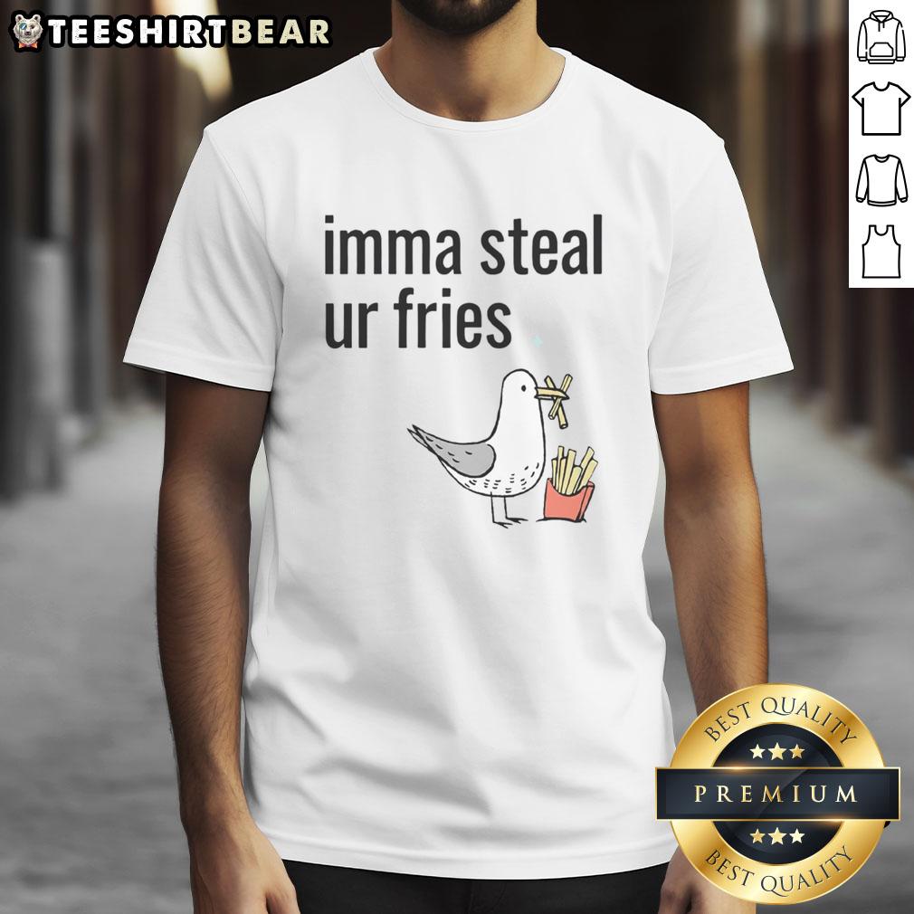 Funny Seagull Imma Steal Ur Fries T-Shirt featuring a playful seagull graphic, perfect for beach lovers and humor fans.