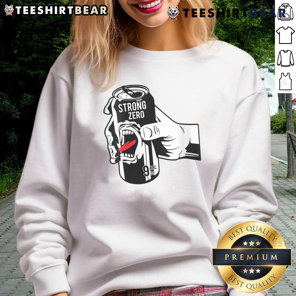 Funny Strong Zero Beer Can sweatshirt featuring vibrant Japanese alcohol design, perfect for casual wear and humor lovers.