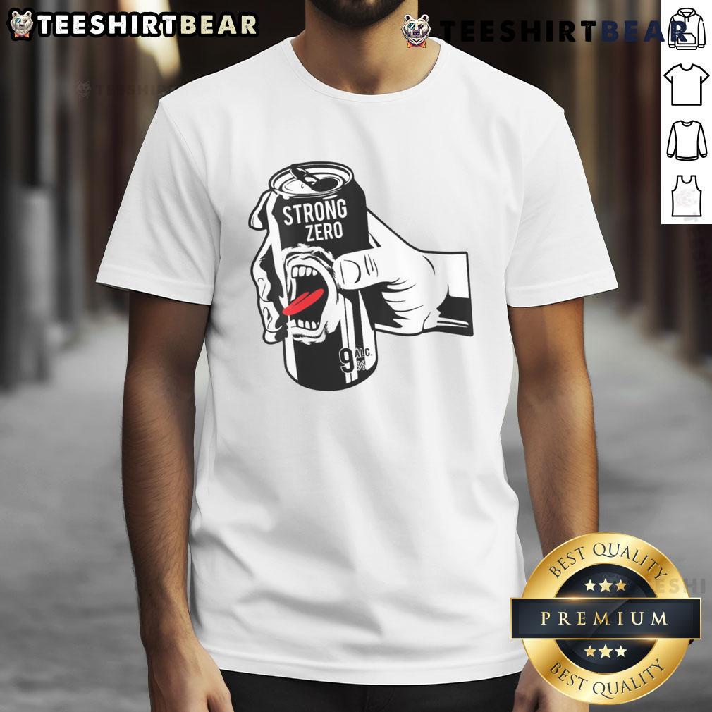 Funny Strong Zero Beer Can Japanese Alcohol T-Shirt featuring a vibrant graphic design of the iconic beverage can.