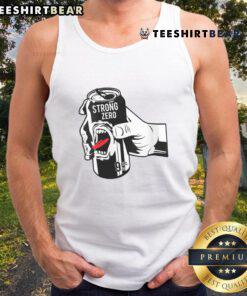 Alt Text: Funny Strong Zero beer can graphic on a trendy Japanese alcohol tank top for casual wear and unique style.